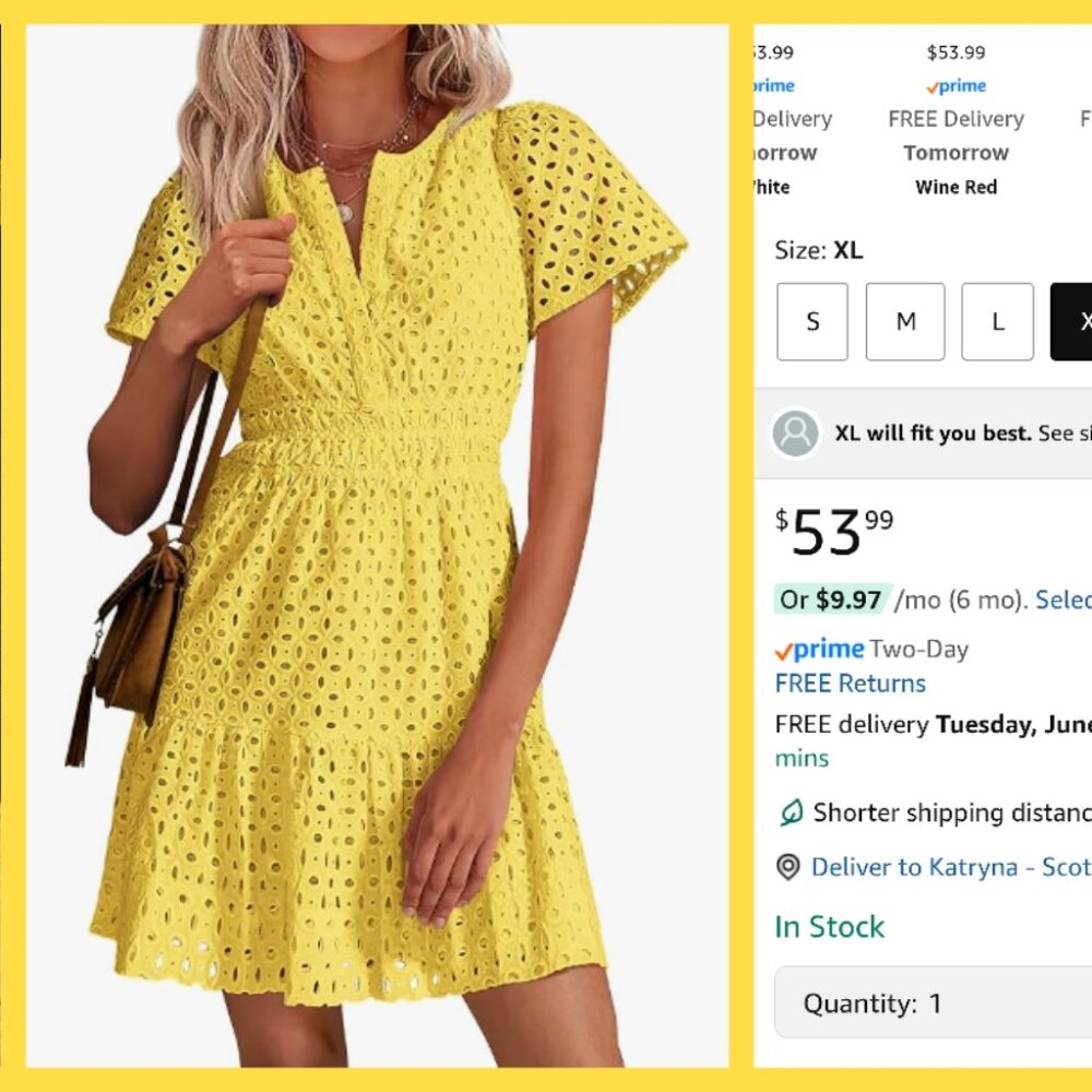Pretty Garden yellow eyelet lace dress